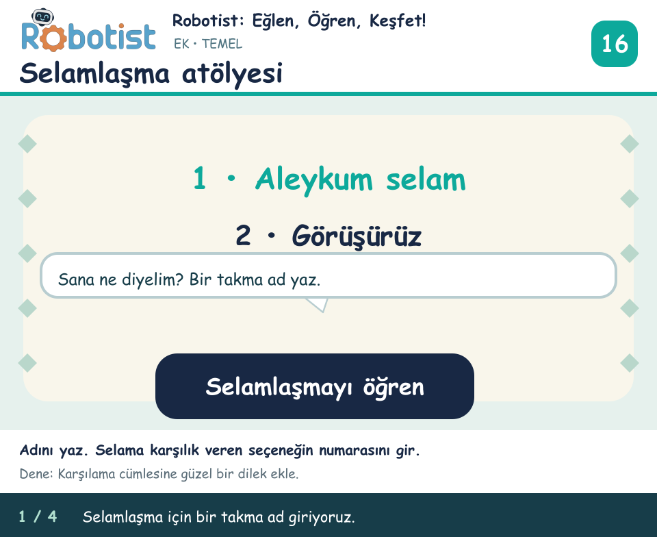 Selamlaşma atölyesi oyun önizlemesi